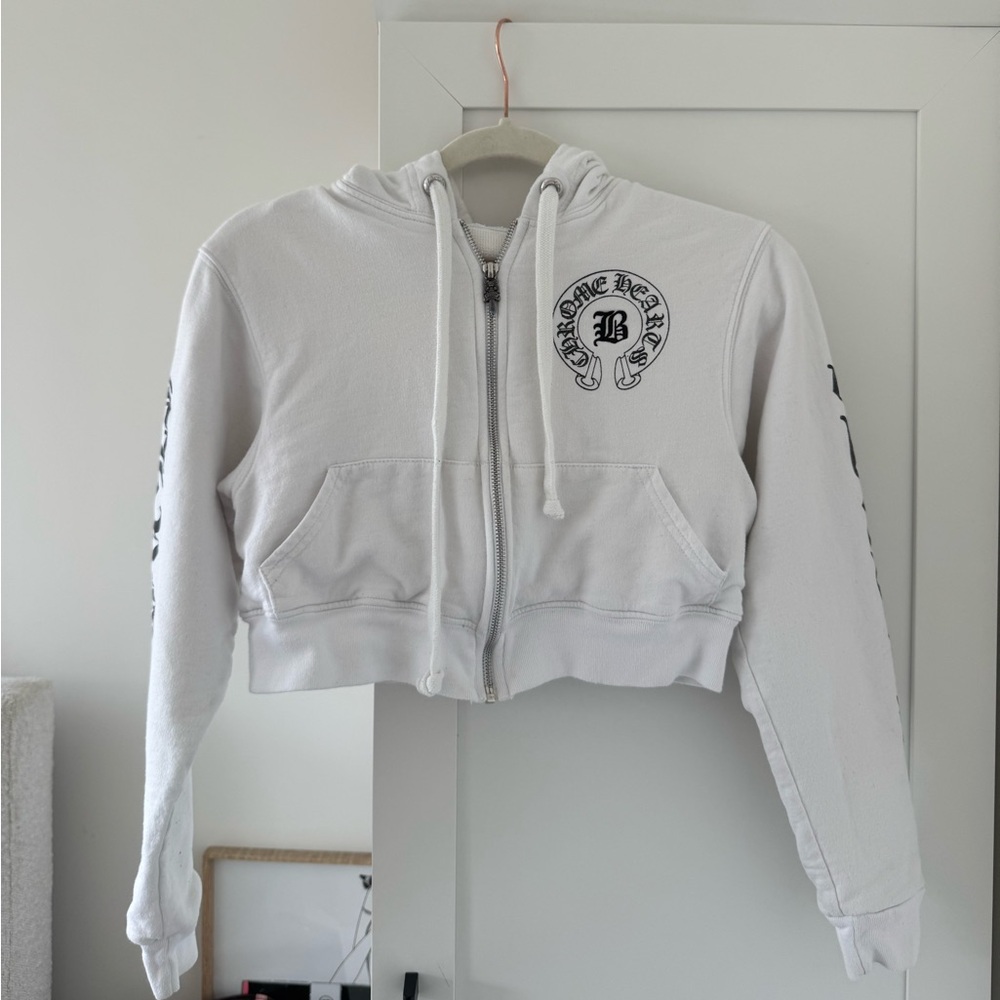 Chrome hearts Bella hadid cropped hoodie in white